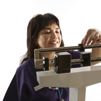 BMI Calculator Woman Using Scales
